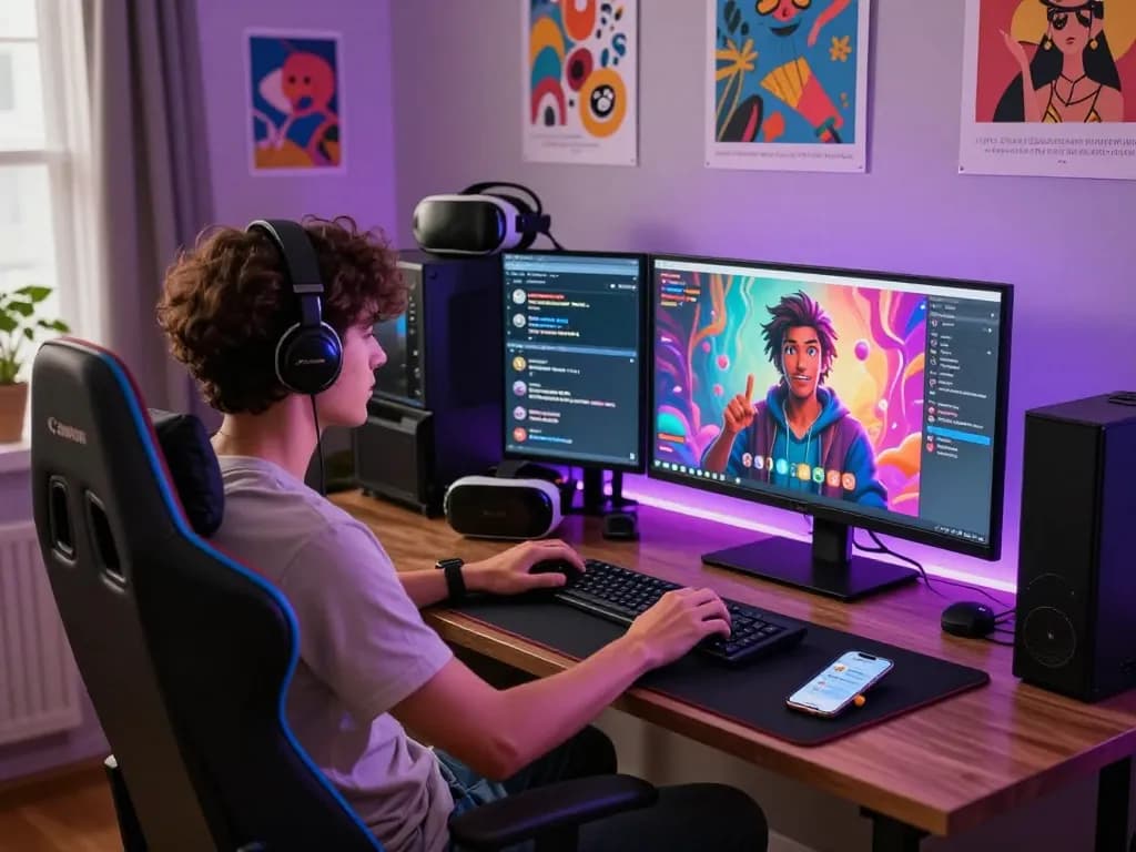 Engaging 18+ ai digital chat experience in a vibrant home office
