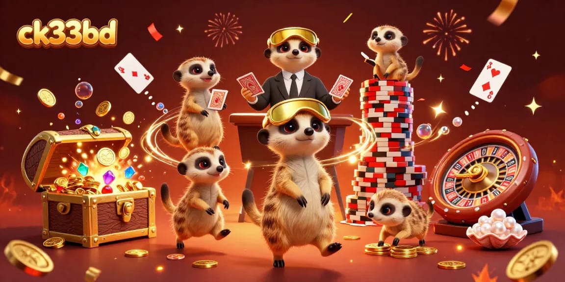 Experience thrilling gameplay at ck33bd's lively casino with meerkats in a vibrant, underwater treasure setting.