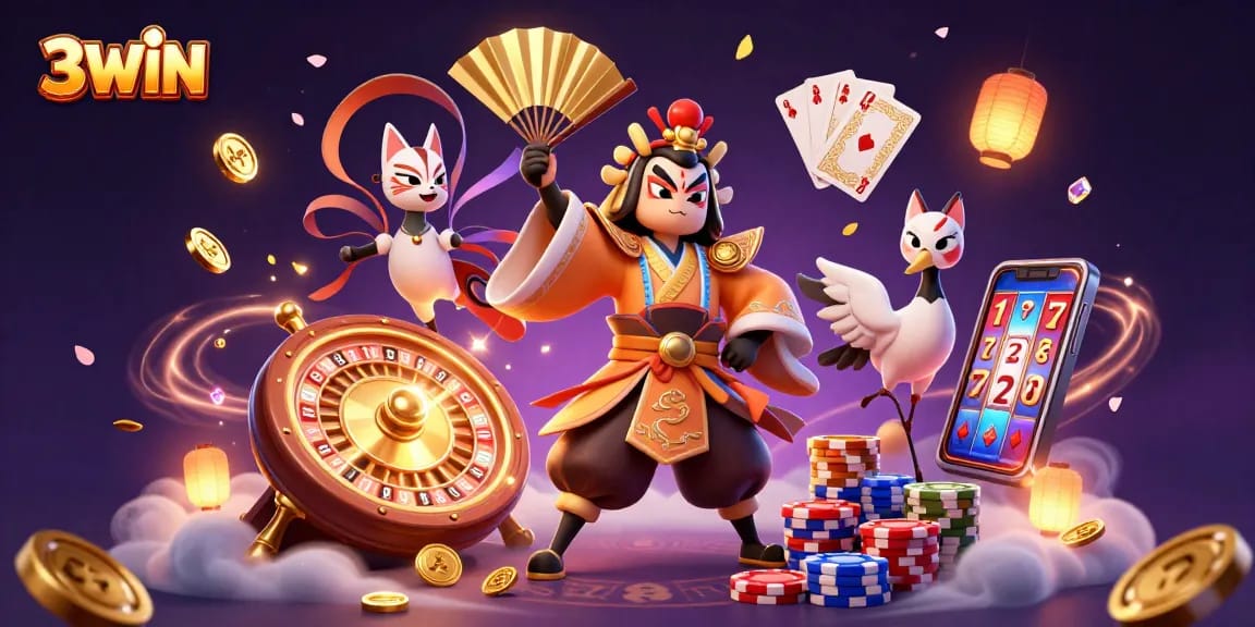 Engage in winning strategies at 3WIN with dynamic casino elements, vibrant characters, and exhilarating action.