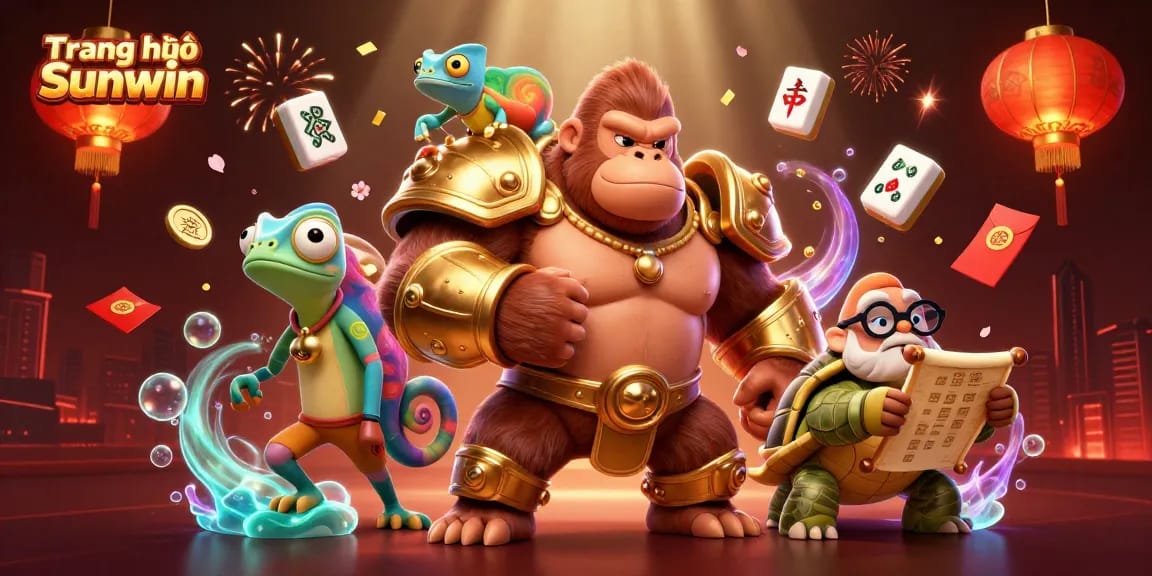 Experience the thrill at Trang chủ Sunwin with a vibrant 3D casino scene featuring dynamic characters and elements.
