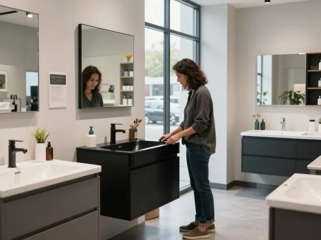 Verken stijlvolle badkamer meubels outlet in een moderne showroom met hoogwaardige producten.