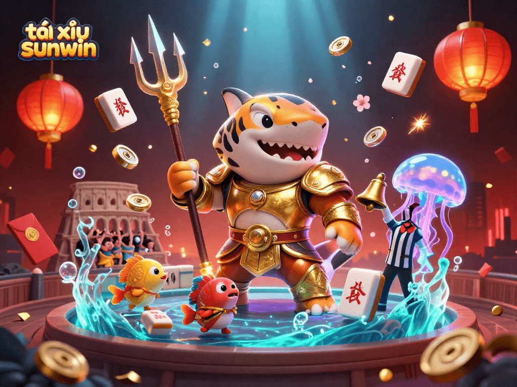 Engage with tài xỉu sunwin, featuring a dynamic underwater casino scene full of energy.