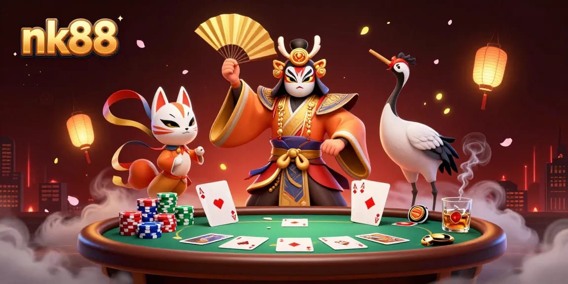 Experience exciting nk88 action with vibrant casino elements and engaging characters in this 3D illustration.