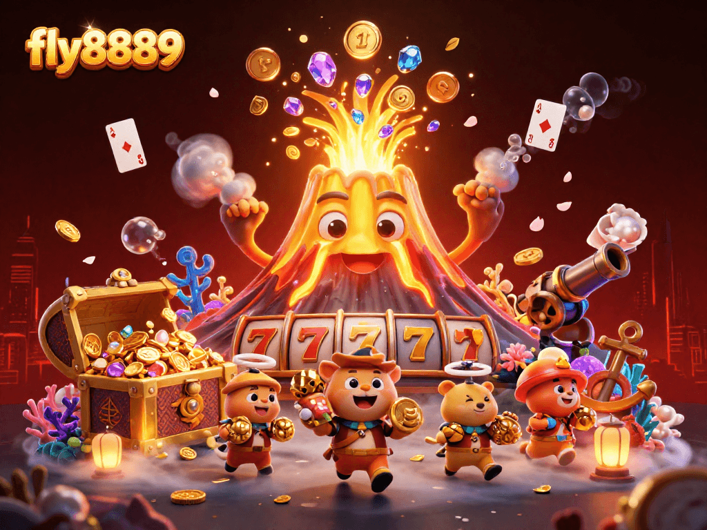 Experience exhilarating gameplay with fly8889 as you explore dynamic treasures, slot reels, and vibrant casino elements.