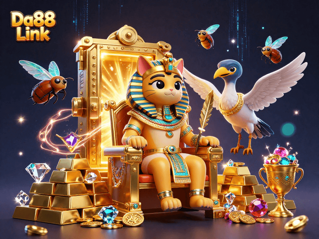 Experience thrilling winning moments with Da88 Link in this vibrant casino-themed scene