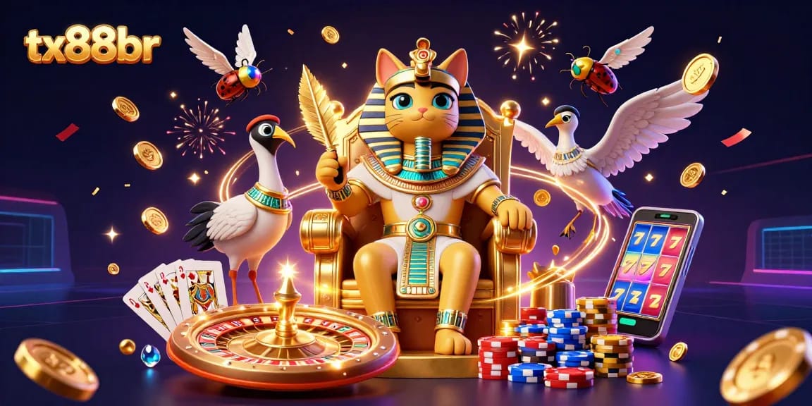 Experience the thrill of winning big with tx88br in this vibrant casino-themed illustration featuring dynamic game elements.