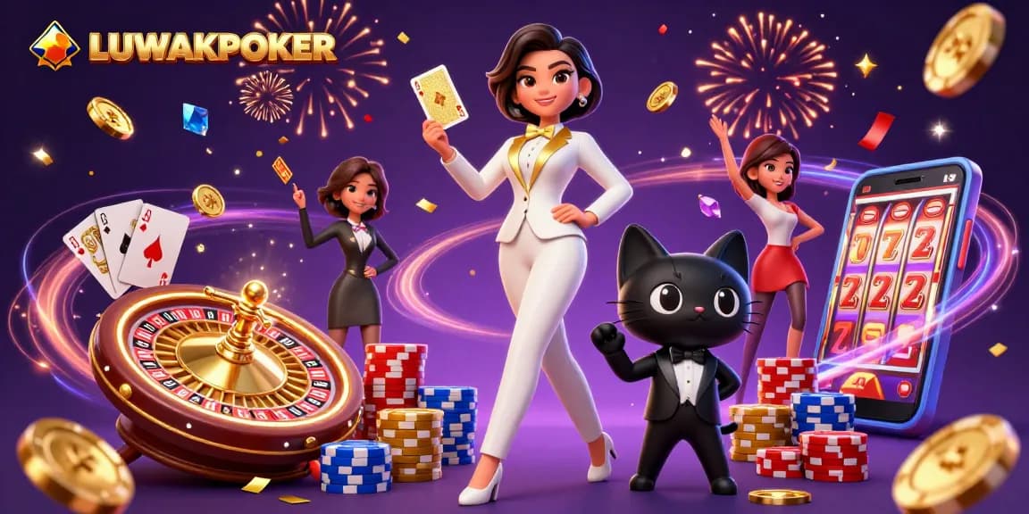 Play poker and win big at LUWAKPOKER with our dazzling 3D casino experience featuring cards and chips.