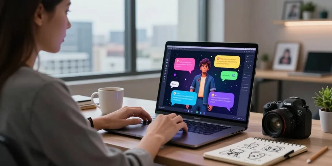 Engaging virtual roleplay with character ai nsfw software in a modern home office.