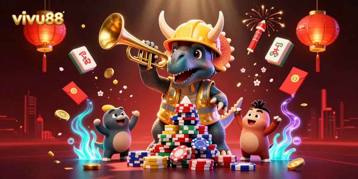Experience the excitement of vivu88 with thrilling casino elements in a vibrant 3D illustration.