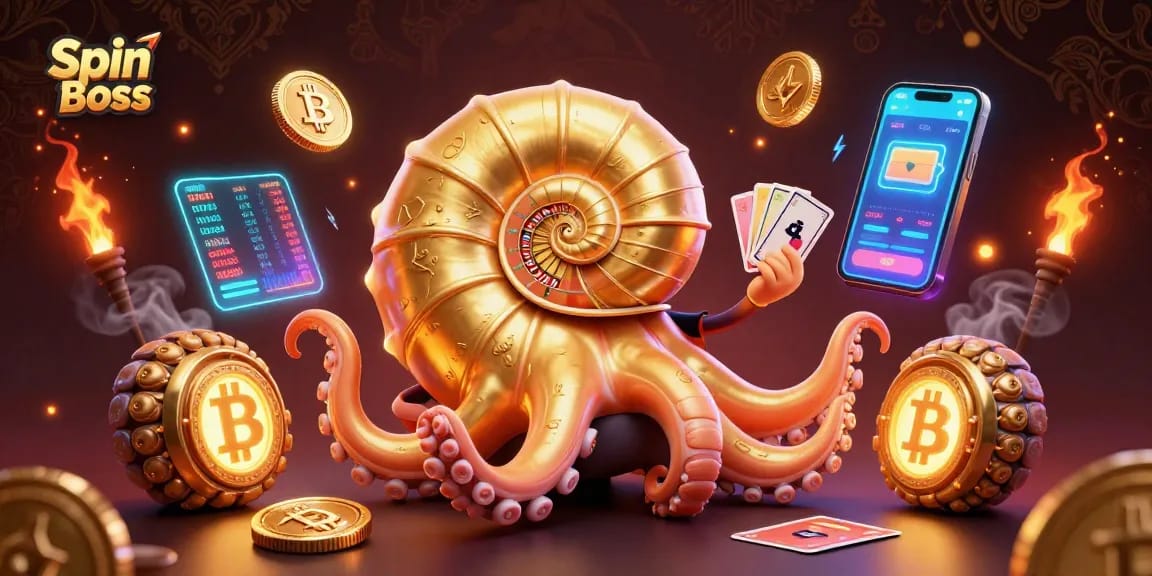 Enjoy Spin Boss with dazzling 3D characters holding cards in a vibrant casino scene.