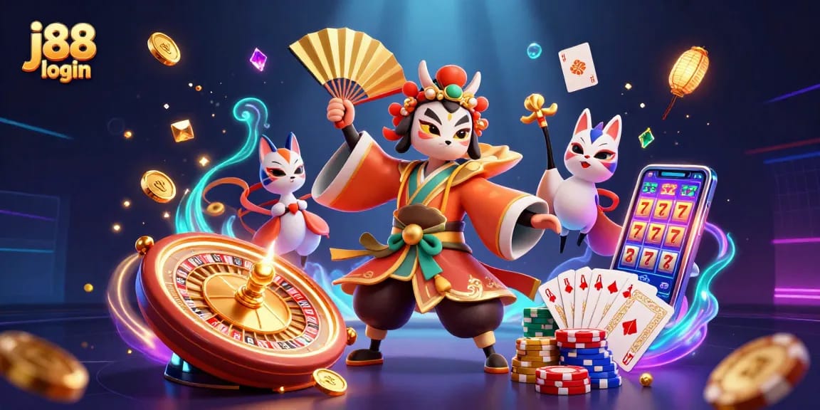 Engage with j88 login for an exciting 3D casino experience featuring dynamic characters and game elements.