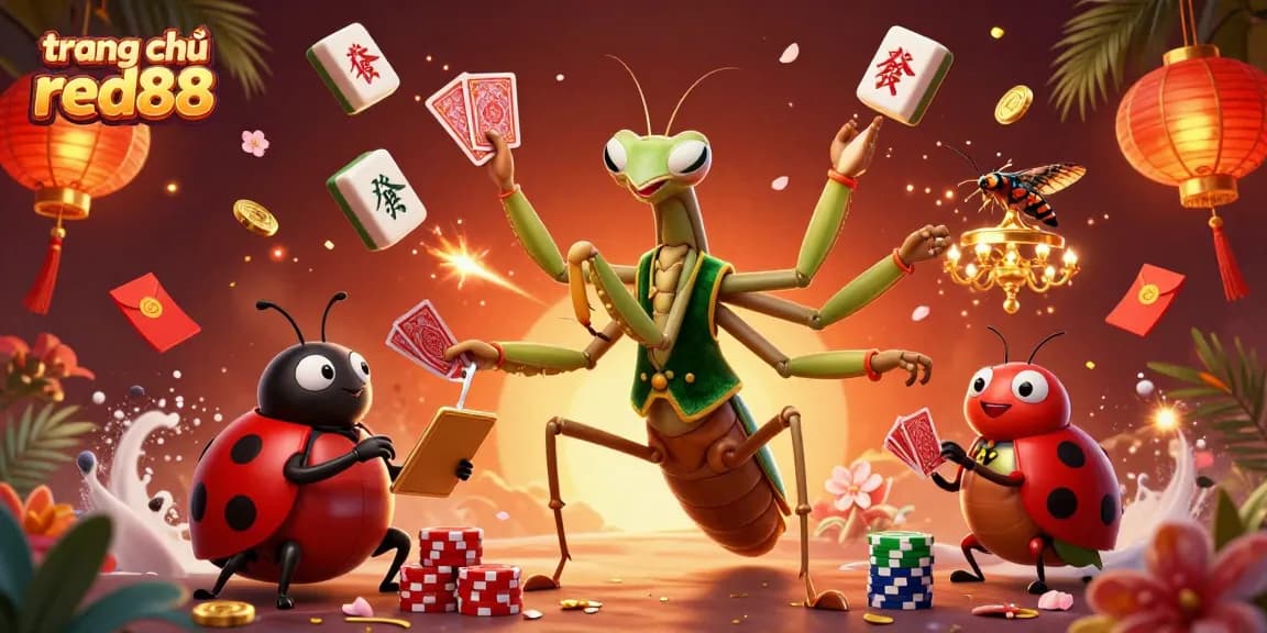 Experience the dynamic world of trang chủ red88 with vibrant 3D casino characters surrounded by iconic gaming elements.