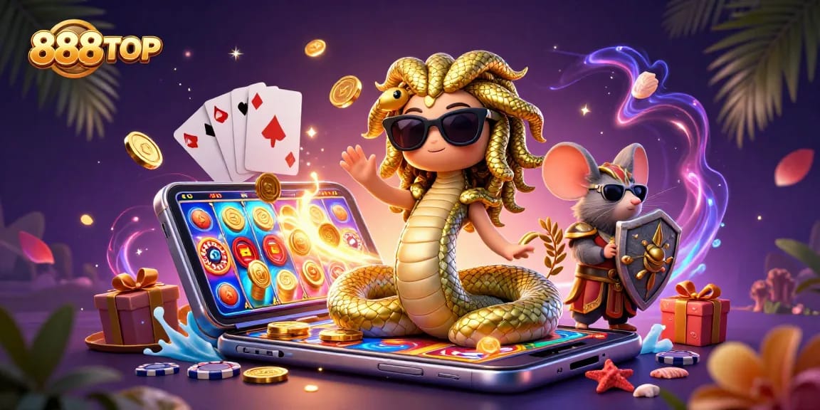 Experience thrilling slots and games at 888TOP with Medusa's charm and adventurous spirit.
