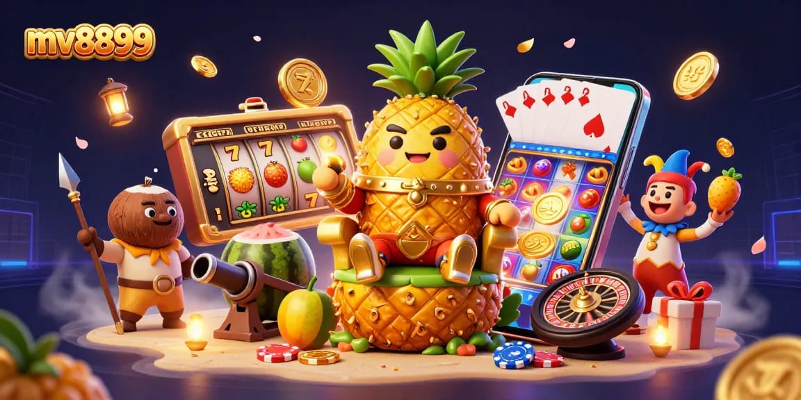 Experience vibrant gaming with mv8899's golden pineapple king and dynamic slot action.