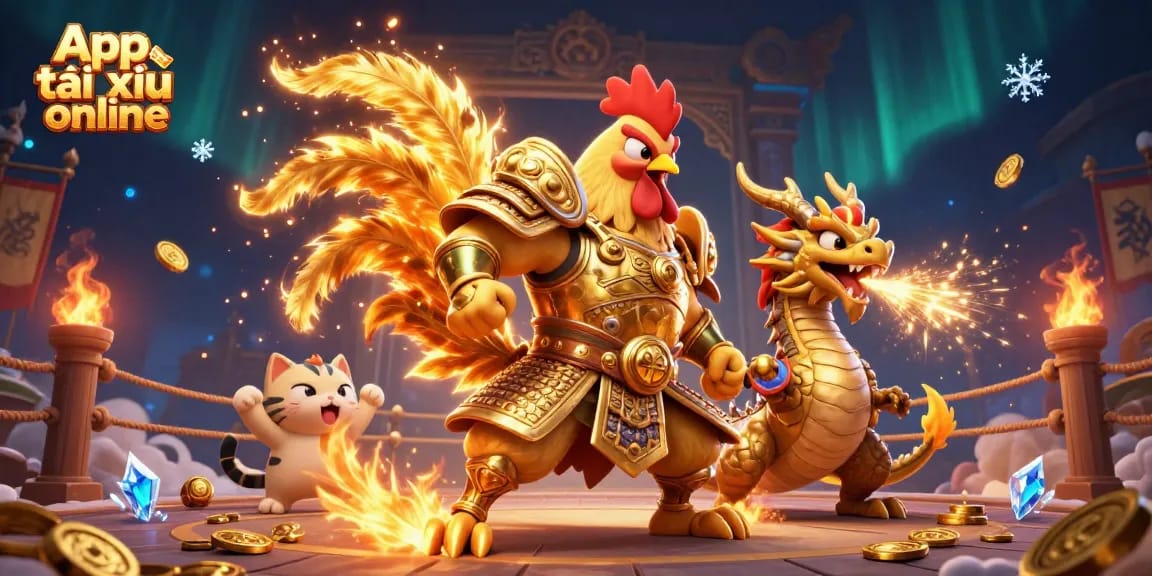 Engage with the thrilling App tài xỉu online experience featuring dynamic characters and casino vibes.