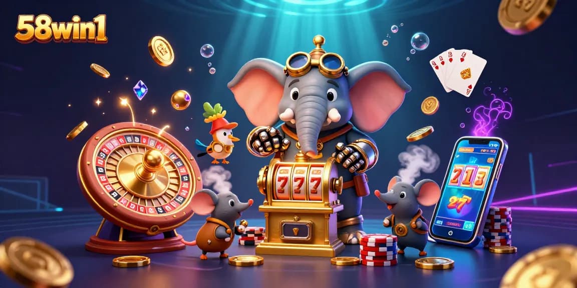 Engage with thrilling gaming adventures at 58win1 with steampunk characters and slot machine fun.