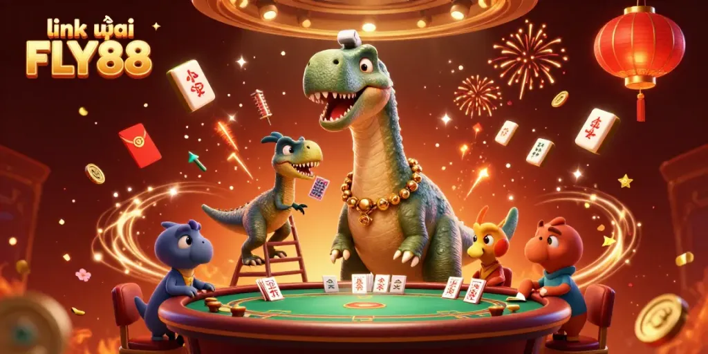 Experience vibrant excitement at the casino with the playful link vào FLY88 featuring a brontosaurus and clever raptor.