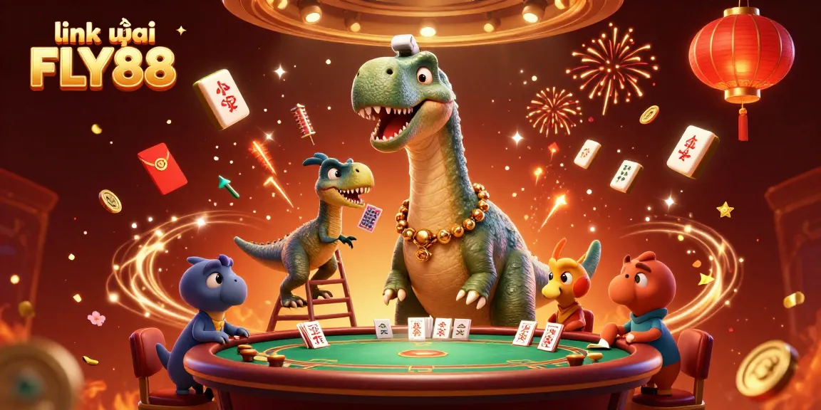 Experience vibrant excitement at the casino with the playful link vào FLY88 featuring a brontosaurus and clever raptor.