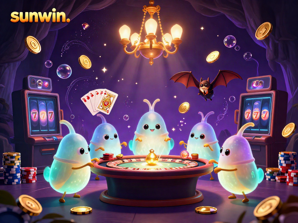 Experience thrilling gameplay at Sunwin. Delight in the vibrant, animated casino scene filled with excitement and fine details.