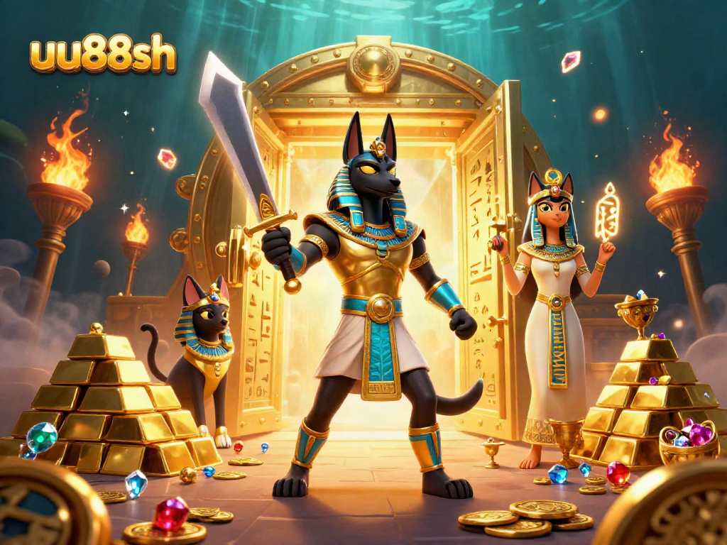 Experience thrilling games with uu88sh, featuring Anubis and treasures in a dazzling casino world.