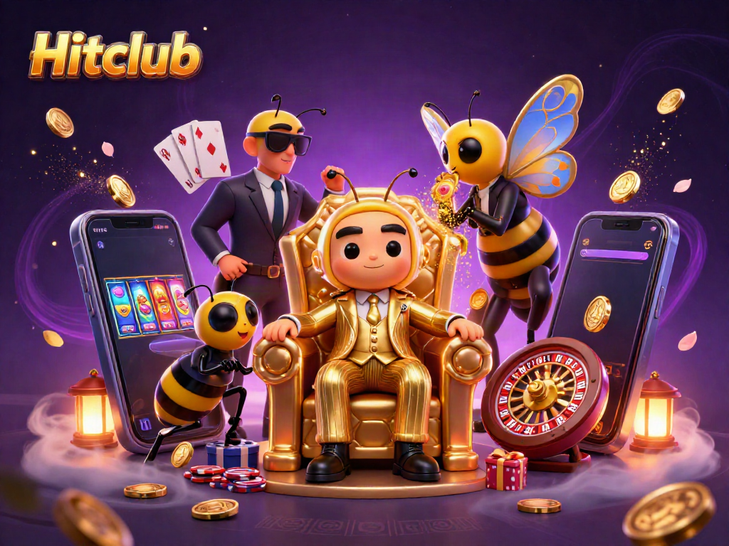 Engage with the exciting Hitclub gaming universe, showcasing vibrant slot games and charismatic characters.