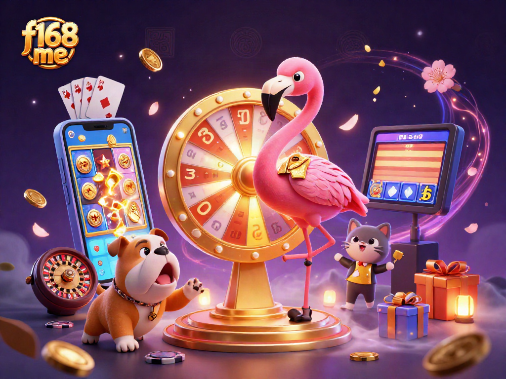 Spin to win at f168 me with exciting slots surrounded by vibrant casino elements!