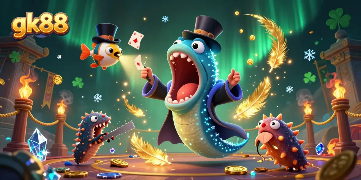 Experience exciting card tricks and casino themes with gk88 in a vibrant underwater scene.