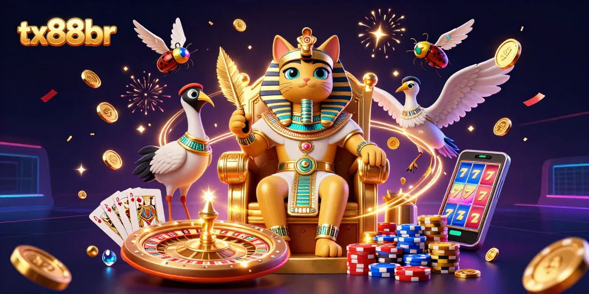 Experience the thrill of winning big with tx88br in this vibrant casino-themed illustration featuring dynamic game elements.