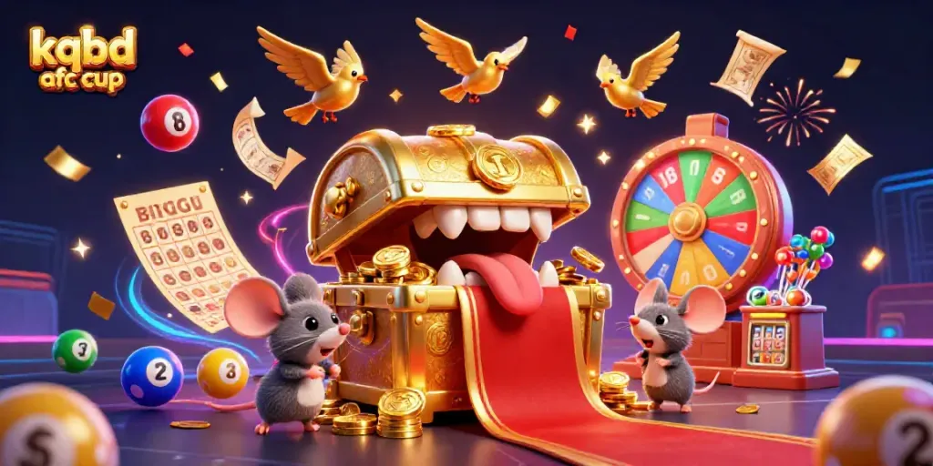 Engage with kqbd afc cup through a vibrant 3D casino-themed illustration featuring animated characters and exciting game elements.