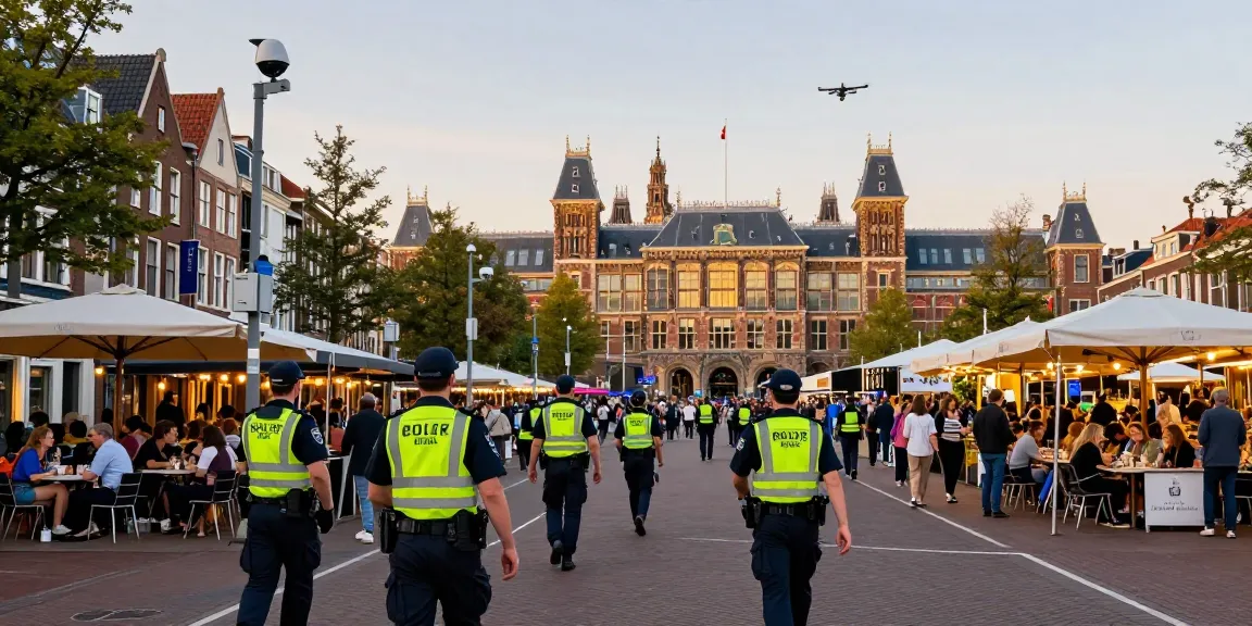 Beveiliging Den Haag with security professionals monitoring urban nightlife in vibrant city atmosphere.