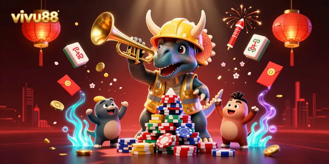Experience the excitement of vivu88 with thrilling casino elements in a vibrant 3D illustration.