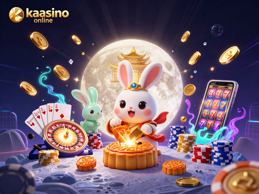 Experience excitement and winnings at kaasino online with a vibrant 3D casino scene filled with game elements.