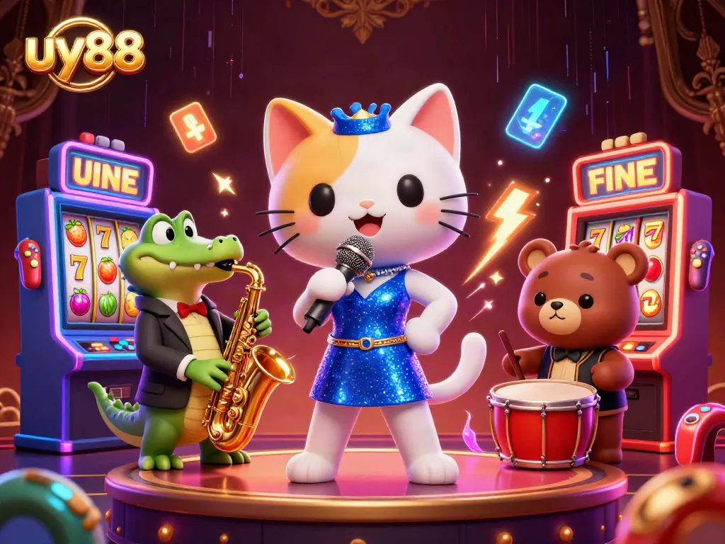 Experience the exciting world of uy88 with a lively scene of animated casino fun featuring lively characters.