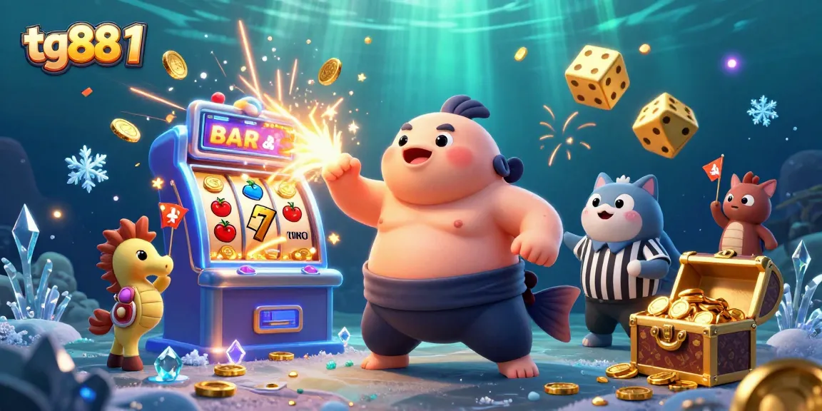 Experience the excitement of tg88 1 as the jackpot explodes in a vibrant underwater casino scene.