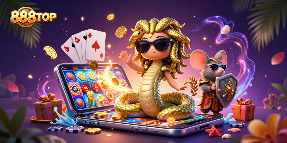 Experience thrilling slots and games at 888TOP with Medusa's charm and adventurous spirit.