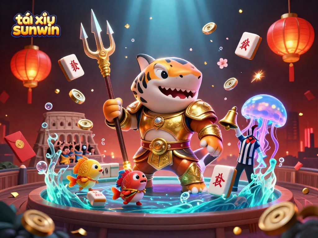 Engage with tài xỉu sunwin, featuring a dynamic underwater casino scene full of energy.