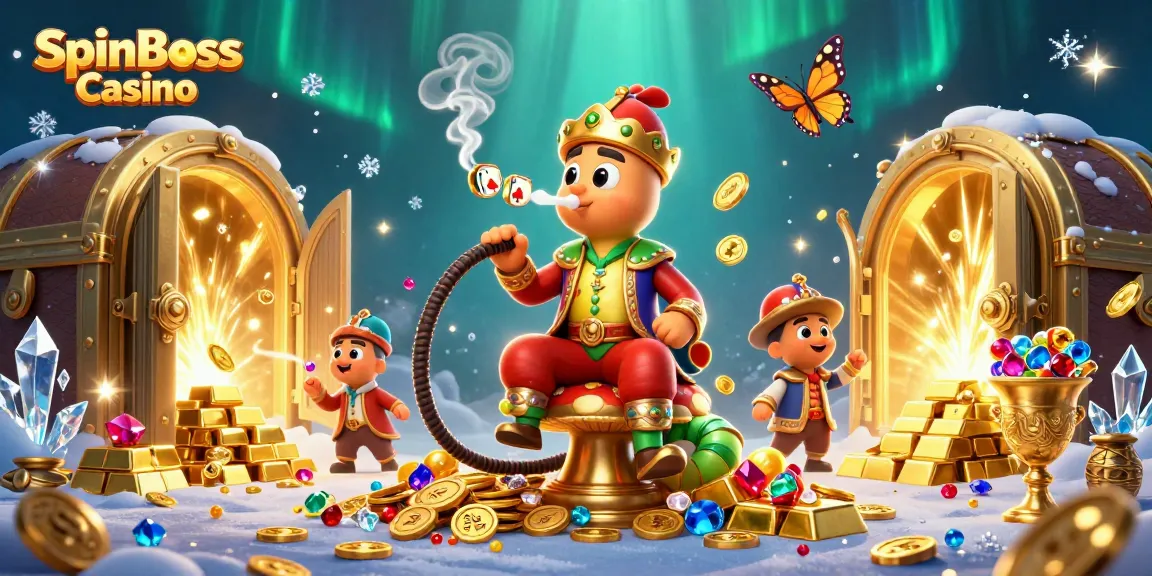 SpinBoss Casino showcases a vibrant undersea 3D scene filled with treasures and a caterpillar master.